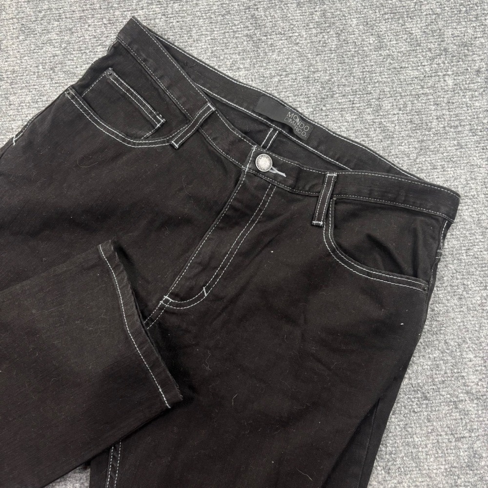 Mondo DiMarco Slim Straight‎ Jeans 34x30 Black Contrast Stitch Men's